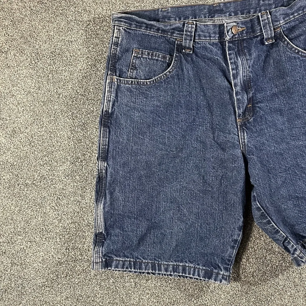 Wrangler Carpenter Denim Shorts Men's 36 Blue Relaxed Workwear Cotton Jorts